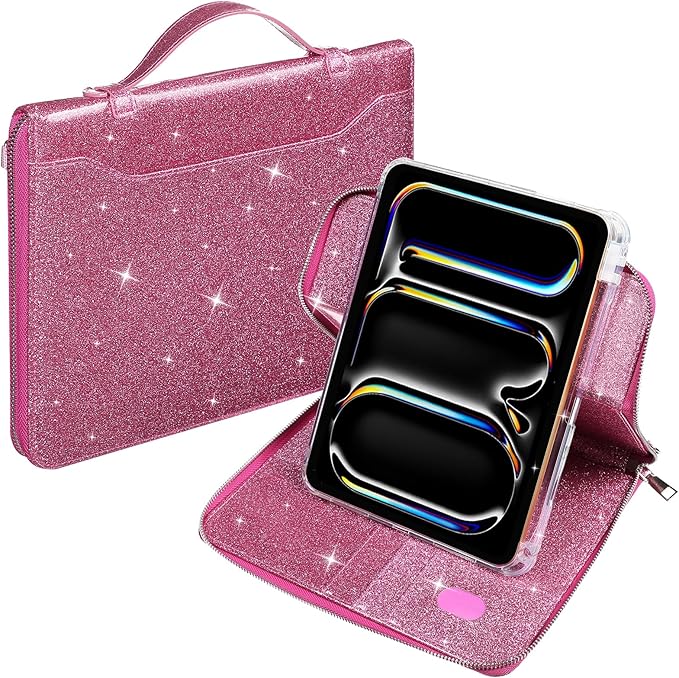 E NET-CASE Case for iPad Air 11-inch M4/M3/M2 (2026/2025/2024)/iPad (A16) 11th Gen 11 2025/iPad 10th Gen 10.9 2022/iPad Air 5th/4th Gen (2022/2020) 10.9Briefcase-Style Stand Cover(Rose Pink)