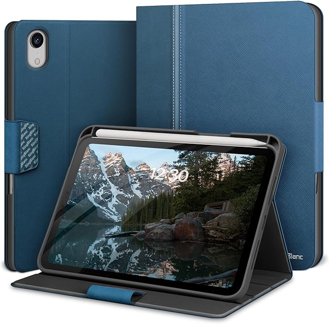 KingBlanc for iPad mini 7 (A17 Pro) Case iPad mini 7th/6th Generation Case (2024/2021 8.3-inch) with Pencil Holder PU Leather Stand Cover Auto Sleep/Wake Multi-Angle for Viewing/Typing Blue