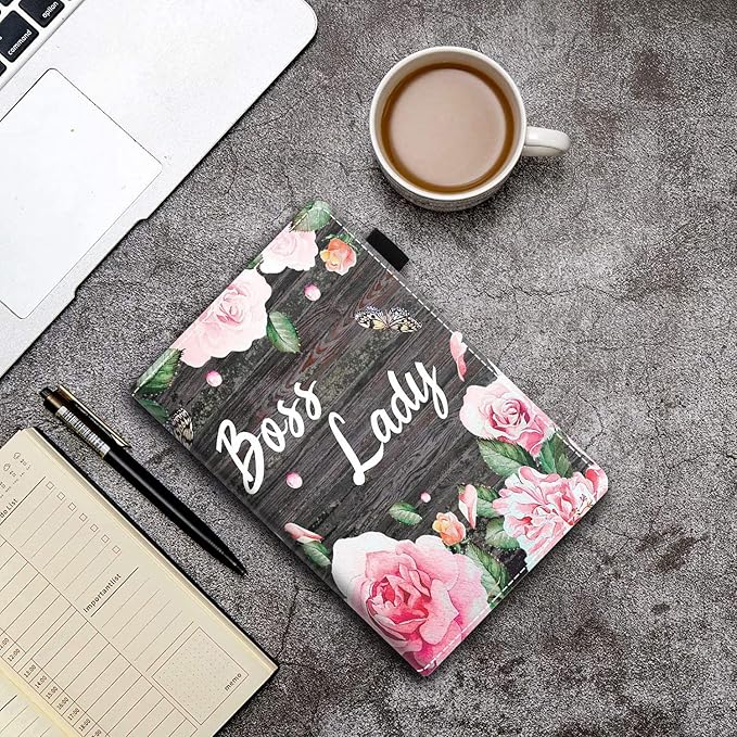 Case for Amazon Kindle Fire 7 Tablet (7 Display 9th/7th Generation 2019/2017 Release) - PU Leather Folio Case with Smart Auto Wake/Sleep Floral Quote Boss Lady