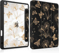 MEEgoodo Case for iPad 10.2 inchTablet Cases for iPad 9th Generation 2021/8th Gen 2020/7th Gen 2019 with Clear Acrylic Back Shell+Pencil Holder+Auto Wake/Sleep+Trifold StandButterflies &amp Dandeli
