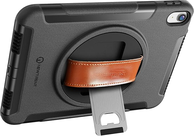 New Trent Original Rugged Case for iPad 11 (A16) 11-inch (2025) &amp iPad 10th Gen 10.9-inch (2022) | 360° Rotating Kickstand Genuine Leather Hand Strap Built-in Screen Protector Heavy-Duty Protec
