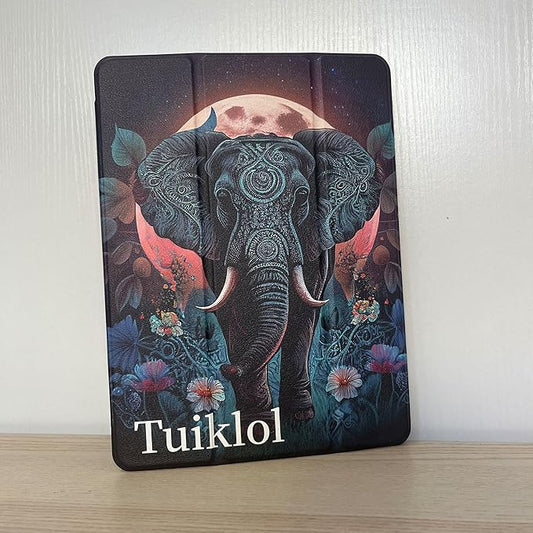 Tuiklol for iPad 10.2 case 2021 Generation 9th Release Built in Pencil Holder-Trifold Stand-Auto Wake/Sleep.TPU Protection Stand Back Cover for 2020 2019 [8th/7th] iPad 10.2'' CaseCute Eleplant