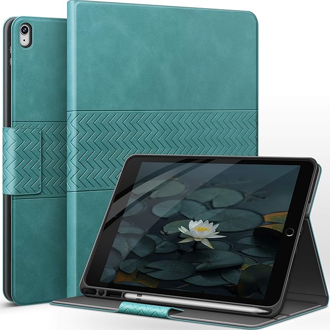 auaua Case for iPad Air 3rd Generation 2019 / iPad Pro 10.5 2017 with Built-in Pencil Holder Auto Sleep/Wake Adjustable Angle Vegan Leather (Green)