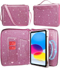 E NET-CASE Case for iPad Air 11 M4/M3/M2 (2026/2025/2024)/iPad (A16) 11th Gen 11 2025/iPad Air 5th/4th Gen (2022/2020) 10.9with Pen Holder/Hand Strap/Carrying Shoulder Strap (Pink)