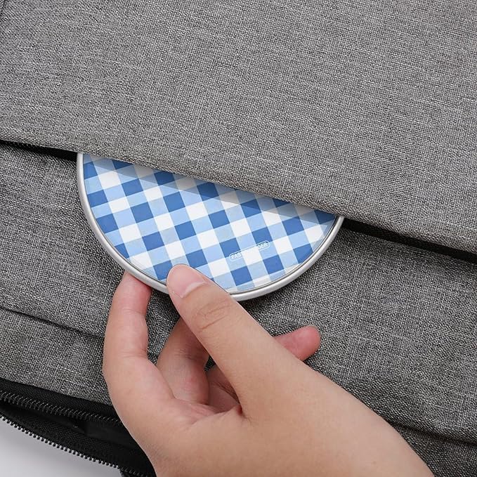 Blue and White Plaid Checkerboard Phone Charger Magnetic Charging Pad Anti-Slip with USB Cable