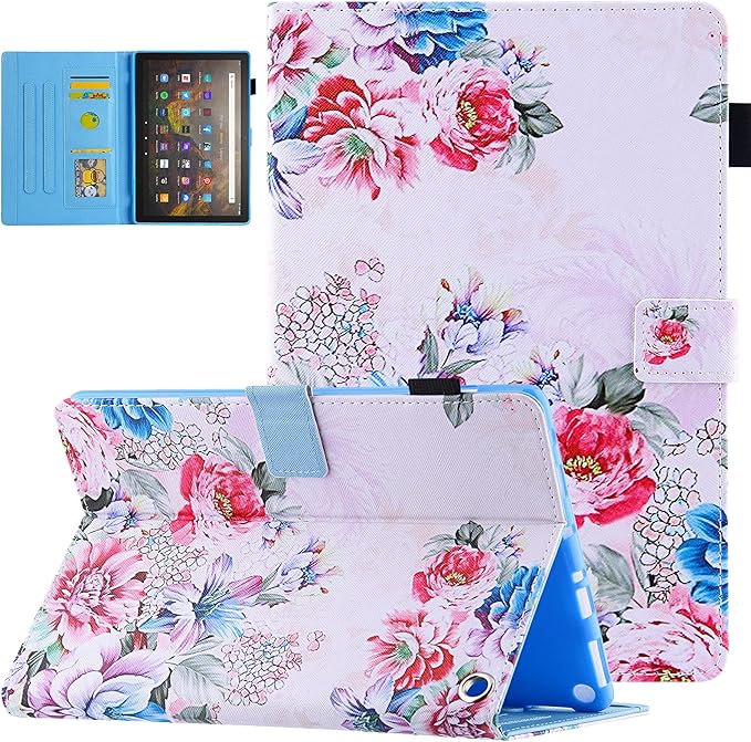 Dteck Case for All-New Fire HD 10 &amp HD 10 Plus Tablet (2021 Release 11th Generation) - Slim Multi-Angle Folio Stand Premium PU Leather Protective Smart Cover with Auto Wake Sleep Vibrant Rose