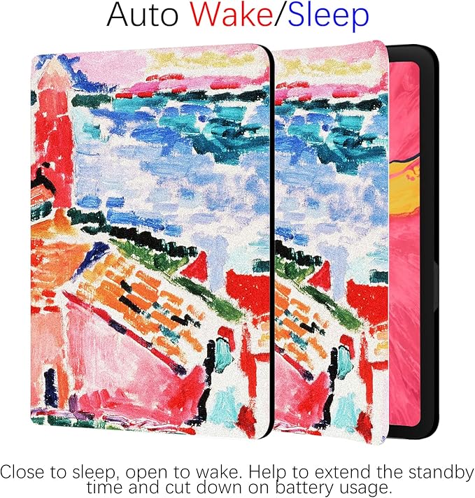 Berkin Arts Compatible with iPad mini 6th Generation Case (8.3 Inch) 2021 A2568/A2569 Folio Case Premium Leather Cover Art Landscape Protective Case (Van Gogh-The Starry Night)