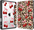 May Chen for iPad 9th Generation with Pencil Holder iPad 8th/7th Gen Case 10.2-inch [Penceil Holder] Trifold Stand Auto Wake/Sleep Clear TPU Protection Back Cover Cherry &amp Cheetah