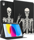 for iPad 10th Generation Case 10.9 Inch for iPad 11th(A16) 2025 Cute Boys Women Folio Cover Pencil Holder Skeleten Skull Horror Cool Design Funny Fun Teen Unique Tablet Cases for Apple 10/11