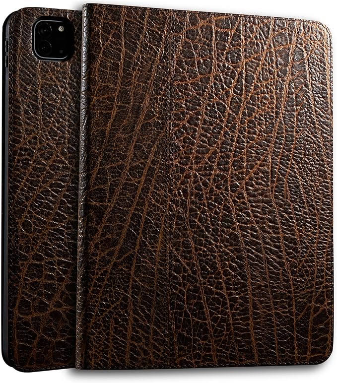 Gexmil Genuine Leather Case for iPad Pro 11 Inch (M5/M4) 2025/2024 with Adjustable StandProtective Shockproof Premium Leather Smart Folio Cover Auto Sleep/Wake Anti-Slip Buffalo Brown