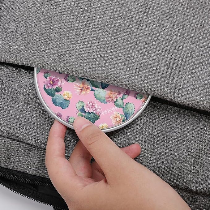 Cactus and Flowers Wireless Charger Anti-Slip Wireless Charging Pad Slim Charger Mat for Men Women