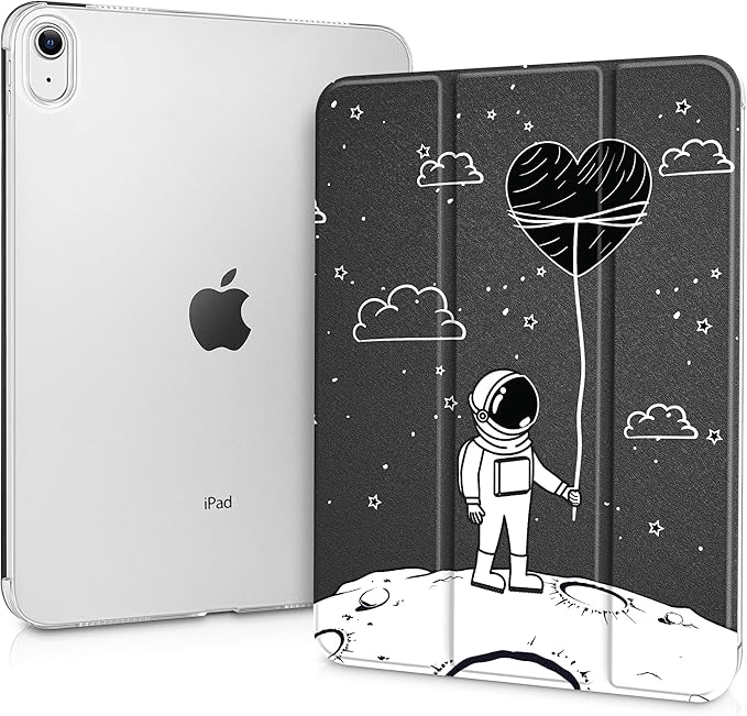 Tuiklol Case for iPad 11 inch A16 2025 Generation 11th / iPad 10.9 inch 2022 10th Gen Buit in Pencil Holder with Shockproof Cover PC Clear Transparent Back Shell Auto Wake/Sleep Astronaut