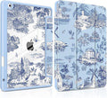 DONGKE for iPad 9th/8th/7th Generation Case 10.2 Inch (2021/2020/2019) [Auto Sleep/Wake &amp Pencil Holder] Clear Acrylic Back Trifold Stand Cover Toile Pattern