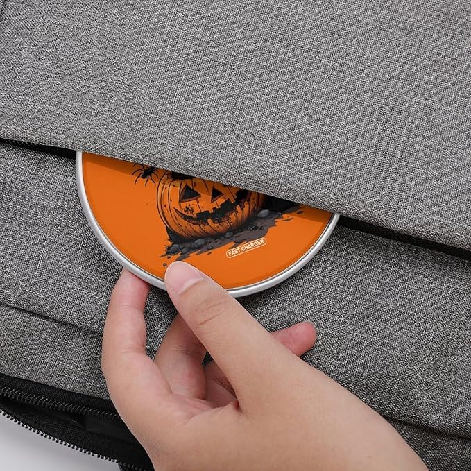 Halloween Costume Pumpkin Skeleton Wireless Charger Anti-Slip Wireless Charging Pad Slim Charger Mat for Men Women