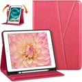 DTTO Rotating Case for iPad 6th / 5th Generation 9.7 Inch 2018/2017 iPad Air 2 / Air 1 Case 360 Degree Swiveling Premium Leather Folio Stand Cover with Pencil Holder-Auto Wake/Sleep Watermelon Red