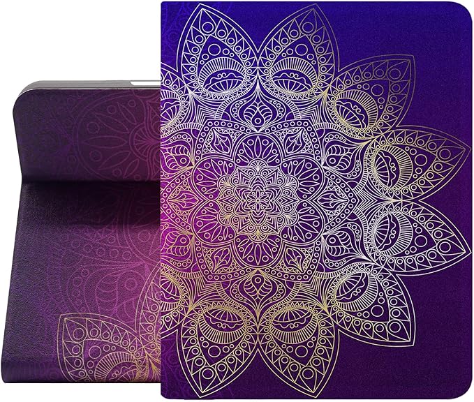 Berkin Arts for iPad Pro 13 Inch M4 (2024) Case A2925/A2926/A3007 Folio Case Premium Leather Cover Synchromism Mauve Cinnabar Cyan Paper Marbling