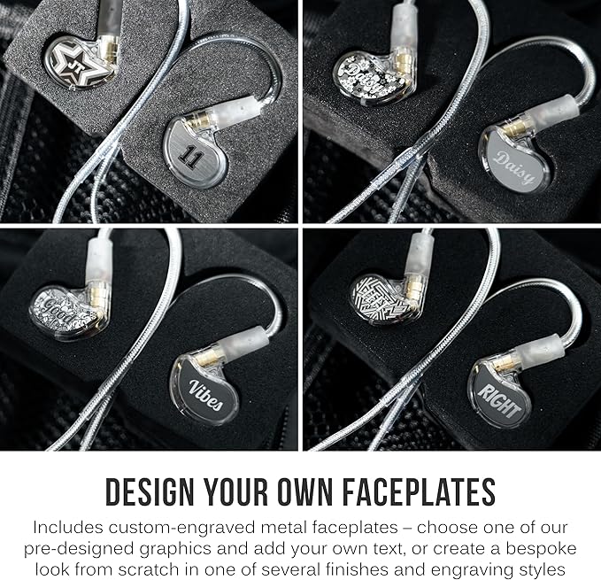 MEE audio Personalized M6 PRO in Ear Monitor Headphones for Musicians w/Engraved Metal Faceplates: Choose an Artwork and/or Add Custom Text Noise Isolating Professional Earbuds w/Replaceable Cables