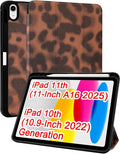 Compatible with iPad 11th (11-Inch A16 2025) iPad 10th (10.9-Inch 2022) Generation Case with Pencil Holder Tortoise Shell Aesthetic Design Soft TPU Trifold Stand Protective