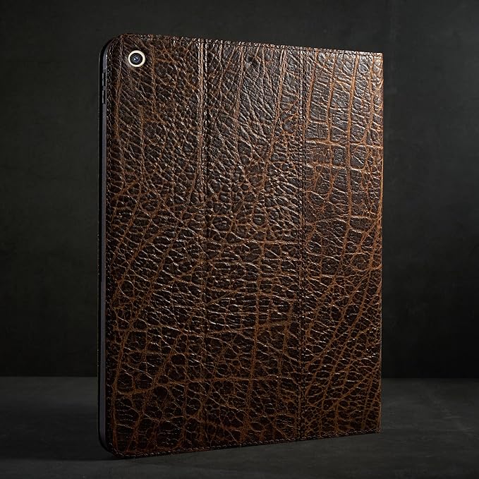 Gexmil Leather Case for iPad 10.2 inch 9th/8th/7th Gen. 2021/2020/2019 with Pencil Holder Genuine Leather Cover Auto Sleep/WakeSmart Folio Shockproof ProtectiveAnti-FingerprintBuffalo Brown