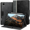 KingBlanc Case for iPad Pro 12.9 6th/5th/4th/3rd Generation 2022/2021/2020/2018 with Pencil Holder Vegan Leather Bicolor Cover Auto Sleep/Wake Support Pencil2 Charging Multi-Angle Viewing Black
