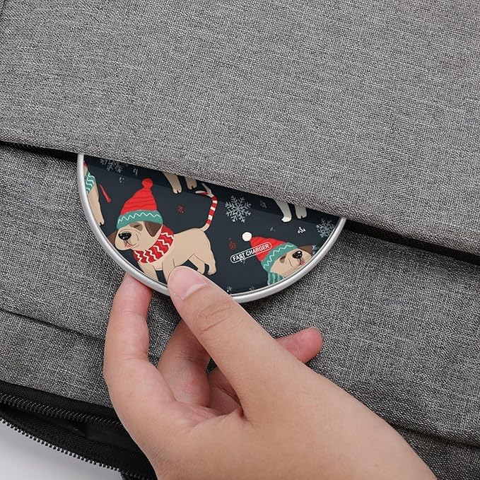 Merry Christmas Dog Wireless Charger Fast Wireless Charging Pad with USB Cable 10W Anti-Slip Magnetic Wireless Charger Portable Slim Charger Puck Travel Charging Station