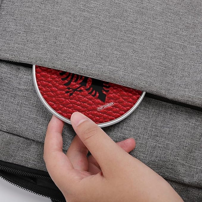 Albania Albanian Flag Leather Texture Fast Portable Charger 10W Funny Graphic Phone Charging Pad with USB Cable