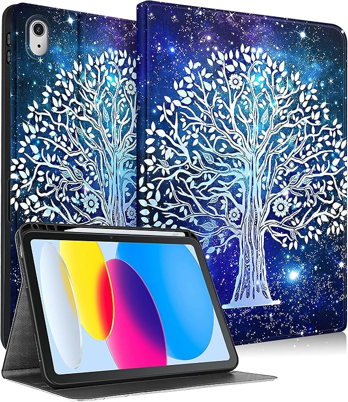 for iPad 10th Generation Case 10.9 Inch for iPad 11th(A16) 2025 Girls Cute Women Folio Cover with Pencil Holder Tree Aesthetic Cool Design Girly Teens Unique Tablet Cases for Apple 10/11