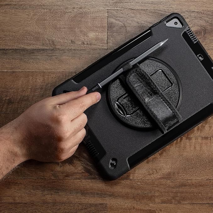 ZAGG Rugged Tablet Case for iPad 11 (A16)/ 10.9-inch (Gen. 10) - Protective 360° Rotating Hand Strap Integrated Kickstand Drop-Proof Ideal for Business Warehouse and Field Use Black