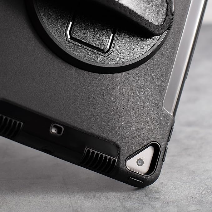 ZAGG Rugged Tablet Case for iPad 10.2-inch (9th/8th/7th Gen) - Protective 360° Rotating Hand Strap Integrated Kickstand Drop-Proof Ideal for Business Warehouse and Field Use Black
