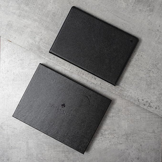 Porter Riley - Leather Case Compatible with iPad Air 11 6th Gen M3 / M2 (2025/2024) Release. Premium Genuine Leather Stand/Cover/Flip Case (Pure Black)