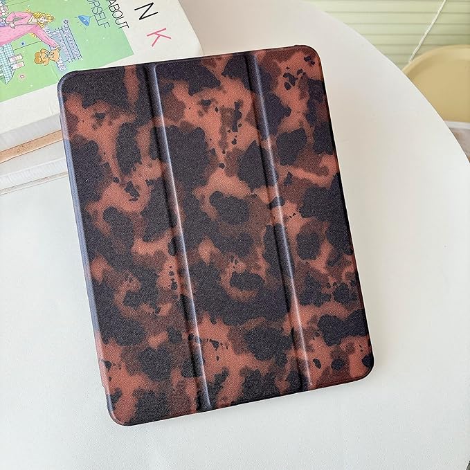JANDM Leopard Case for iPad 11th Generation 11 Inch 2025 iPad 10th Case 10.9 Inch 2022 Trifold Stand with Auto Wake/Sleep Soft Tortoise Shell Amber Leopard Pattern Case