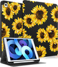 for iPad 9th/8th/7th Generation Case 10.2 Inch Girls Cute Women Folio Smart Cover Pencil Holder Sunflower Aesthetic Design Girly Kawaii Teens Unique Cases for iPad 7/8/9 Gen A2602 A2270 A2197